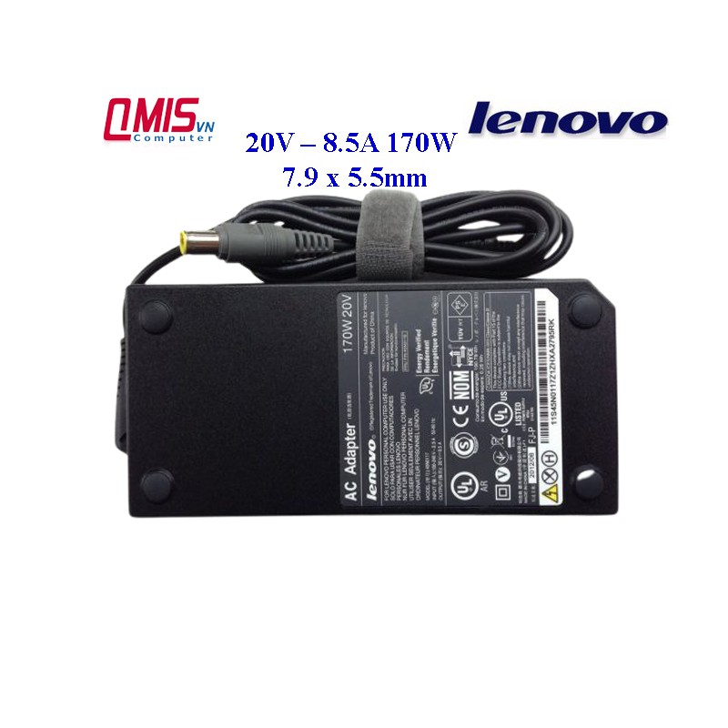 Sạc laptop LENOVO 20V-8.5A 170W (Đầu kim) - 7.9 x 5.5mm – Lenovo Thinkpad W510 W520 W530