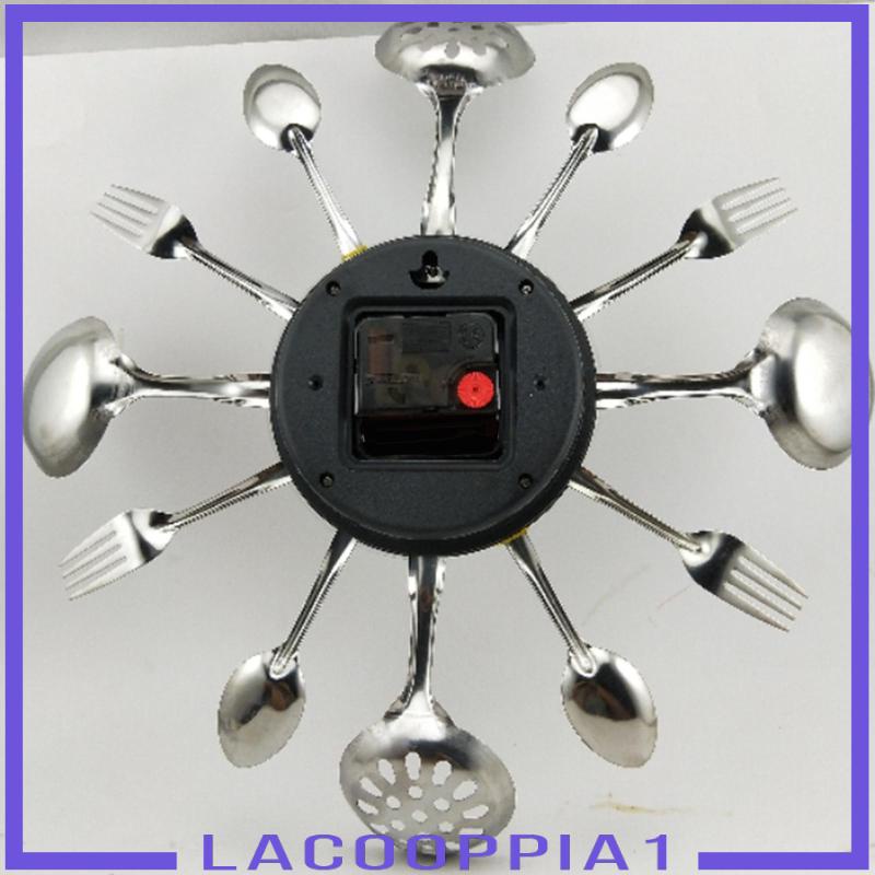 [Lacooppia1] Đồng Hồ Treo Tường Nhà Bếp Kèm Muỗng Nĩa Dễ Đọc Trang Trí