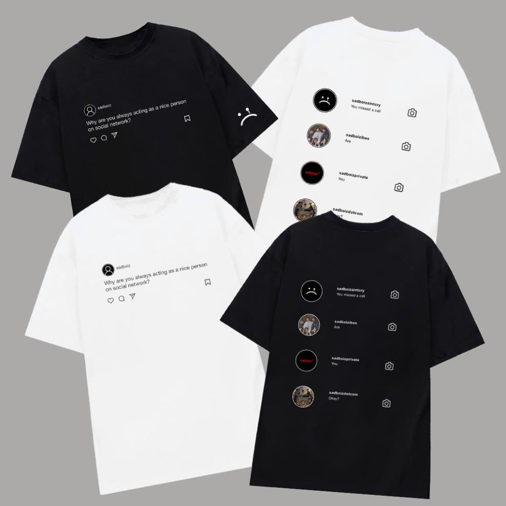 Áo thun SADBOIZ SADTAGRAM - Áo thun unisex nam nữ form rộng oversize chất liệu Cotton hottrend 2022 ❗