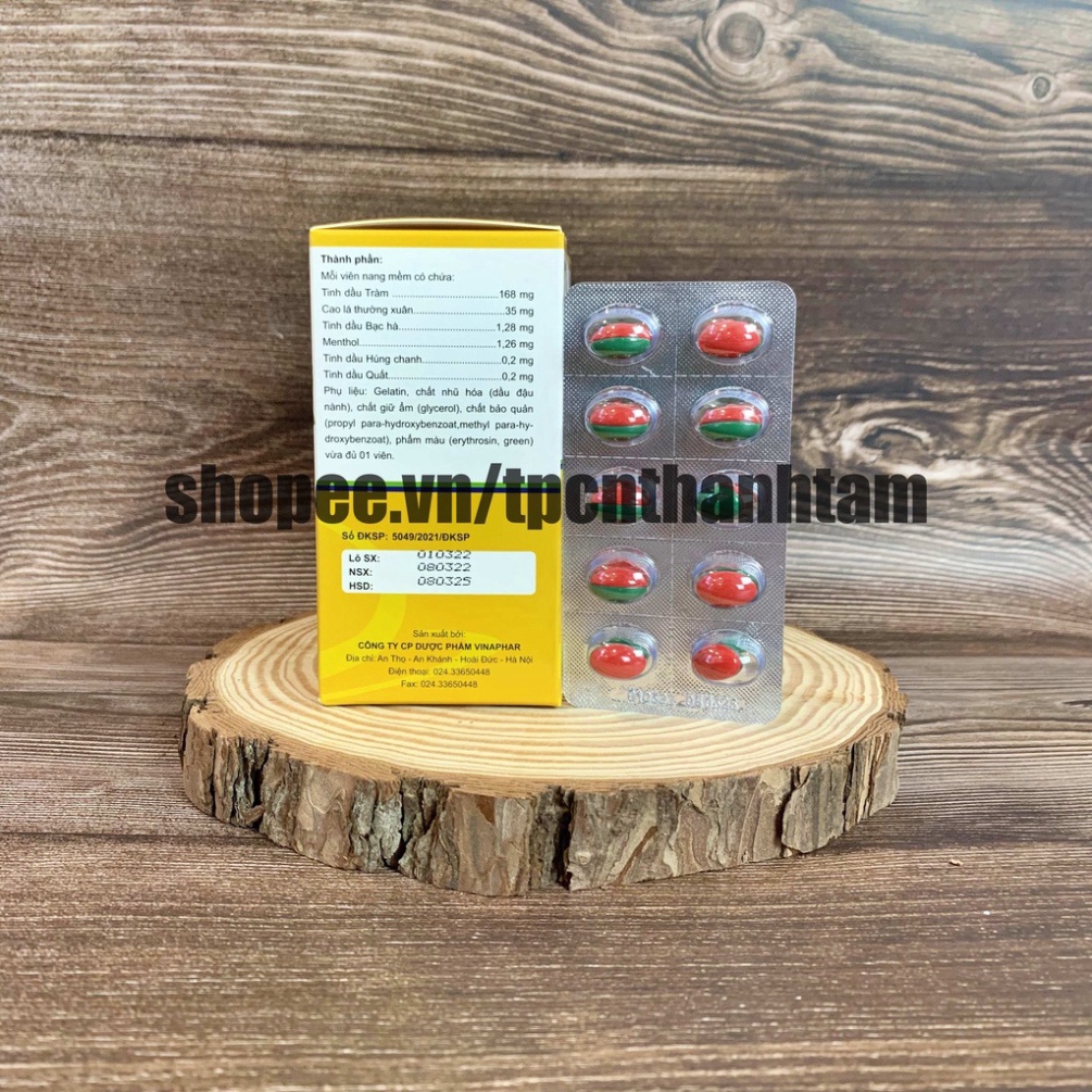Viên uống giảm ho Codepect tinh dầu tràm, cao lá thường xuân, tinh dầu bạc hà hỗ trợ giảm đau họng,  thông mũi - Hộp 100
