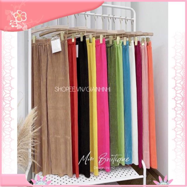 Quần suông nhăn dáng dài, Quần ống rộng cạp chun co giãn CS994 - NhiNhi Shop