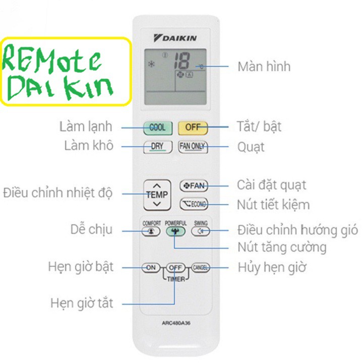 [Mã ELFLASH5 giảm 20K đơn 50K] Remote máy lạnh Daikin Inverter dòng FTKC Series