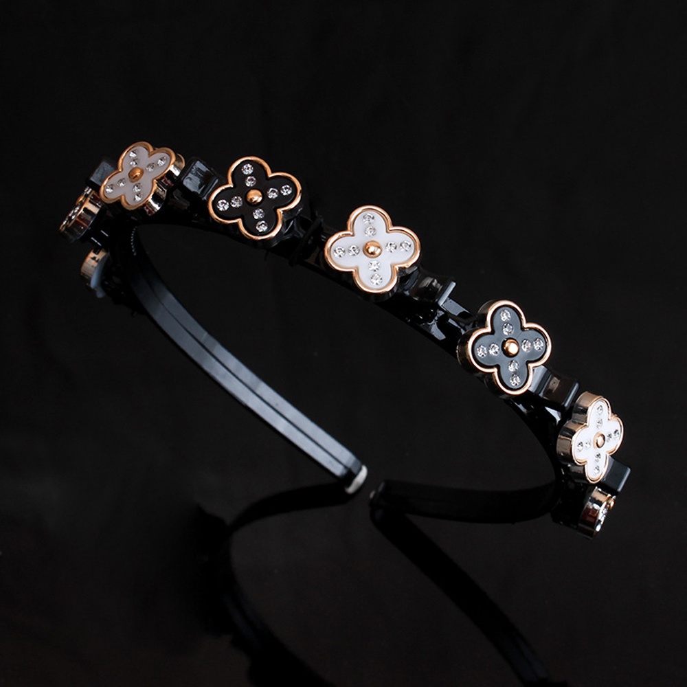 Băng Đô Cài Tóc Bằng Nhựa Bện Hai Lớp Họa Tiết Hoa Cá Tính