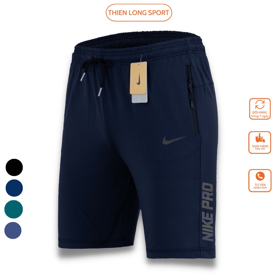 Quần short thể thao nam, quần đùi nam chất liệu poly co giãn 4 chiều hoạt động thể thao tập gym họa tiết logo in Q30