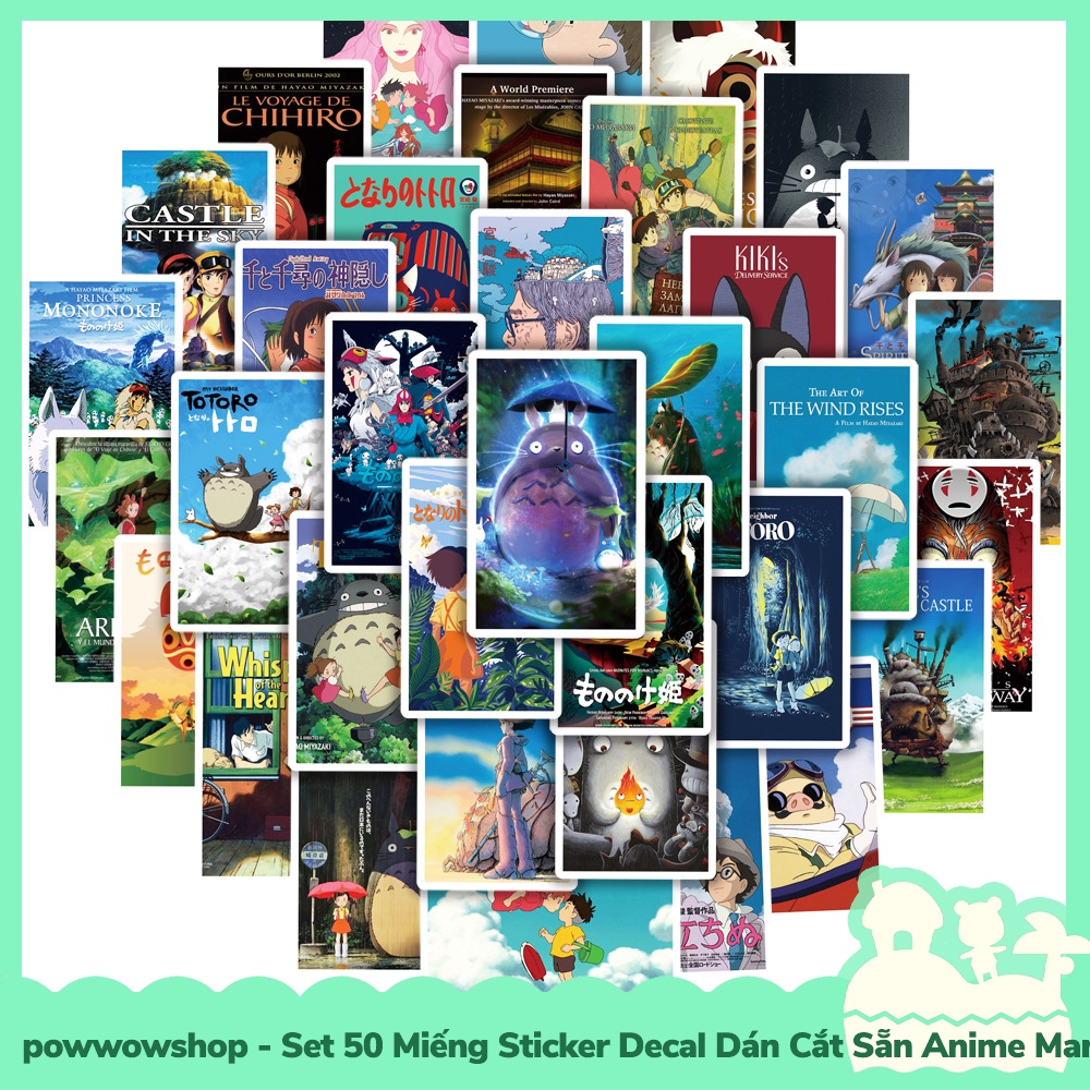 [Sẵn VN - Hỏa Tốc] Set 50 Miếng Sticker Decal Cắt Sẵn DIY Dán Trang Trí Vật Dụng Mẫu Anime Manga Famous Poster Film