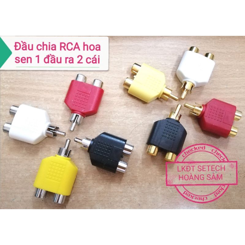 Đầu chia RCA hoa sen 1 đầu đực ra 2 đầu cái dùng cho AV audio