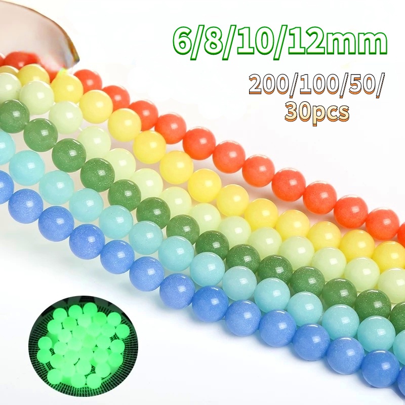 Chuỗi hạt đá dạ quang kích thước 6-12mm dùng để làm đồ trang sức thủ công