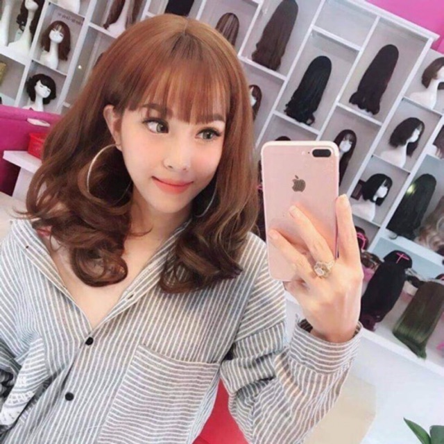 Tóc giả nữ🥰1804 FREESHIP ĐƠN 50k🥰_tặng lưới chùm tóc- Tóc giả cao cấp nguyên đầu xoăn qua vai cao cấp - hình thật