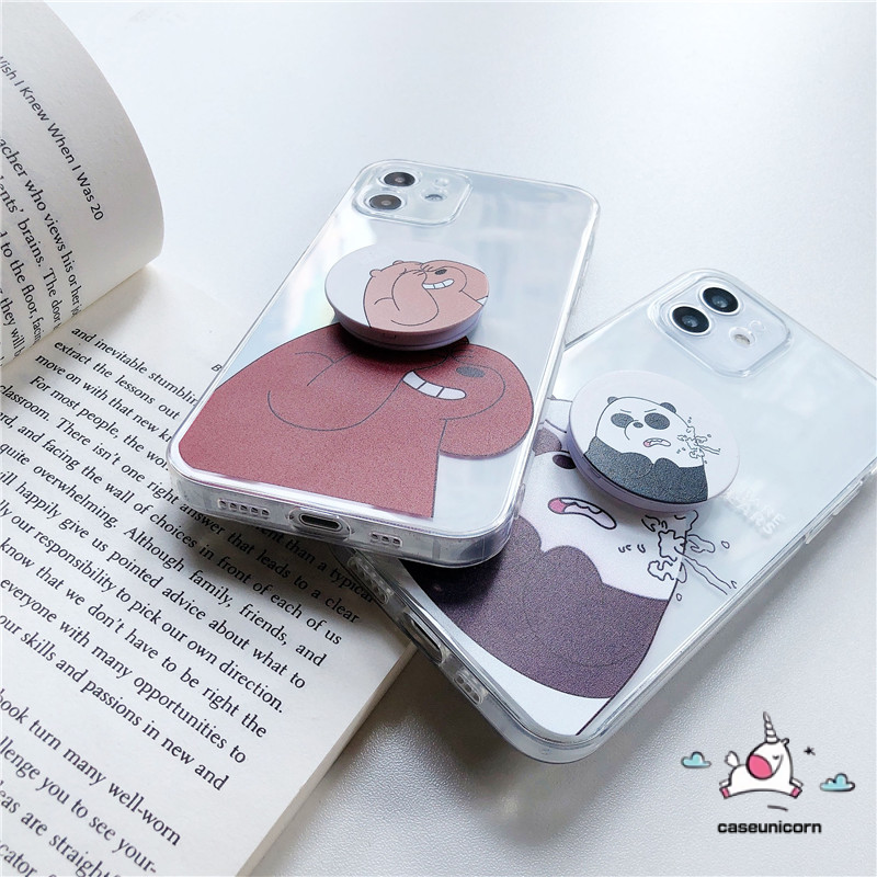 Ốp điện thoại mềm trong suốt in hình We Bare Bears có giá đỡ cho Redmi Note 9 9S 9Pro 7 8 8Pro 5A 6A 4A 4X 5Plus