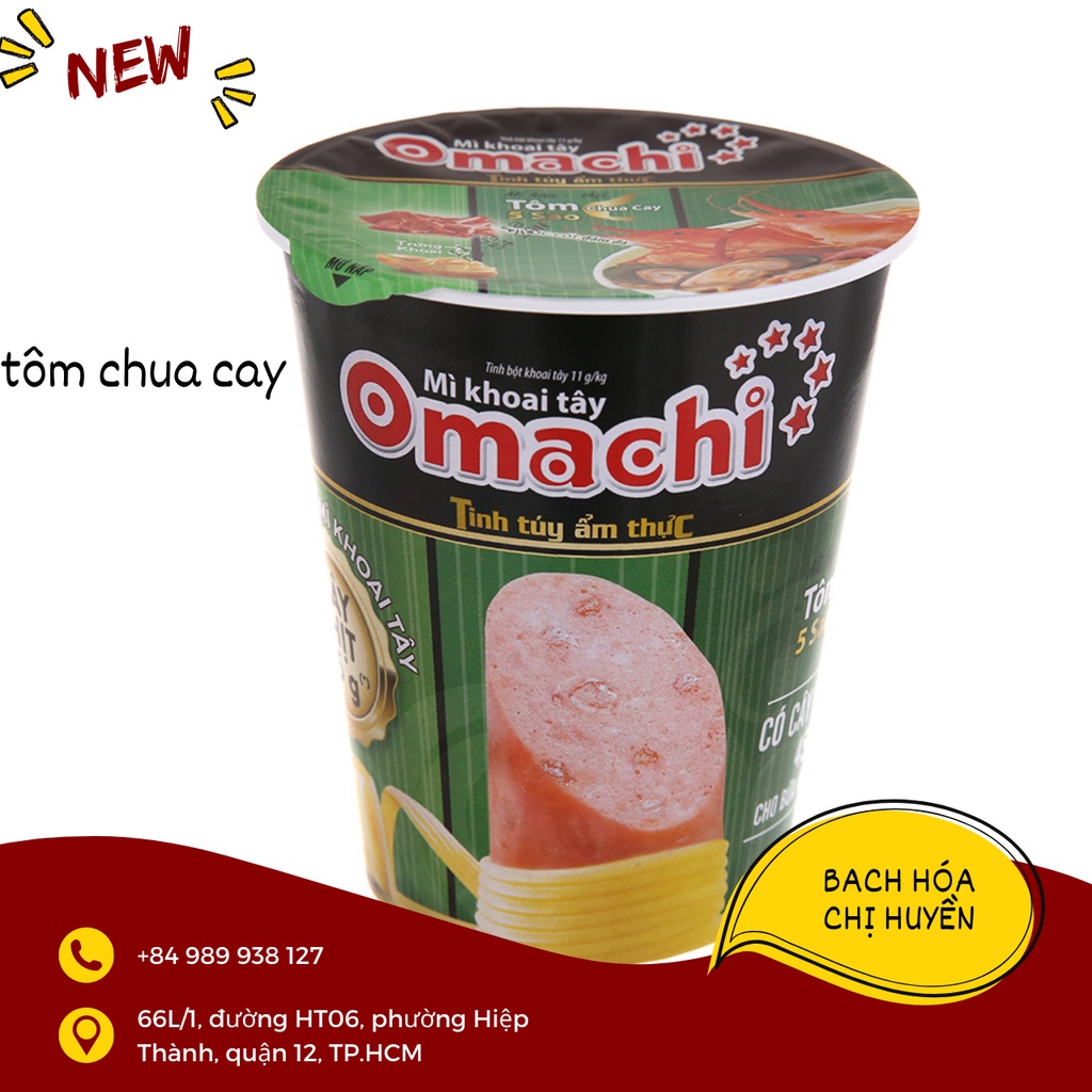 Mì khoai tây Omachi tôm chua cay/ sốt bò hầm/ sườn hầm ngũ/ tôm càng riêu cua ly 112g