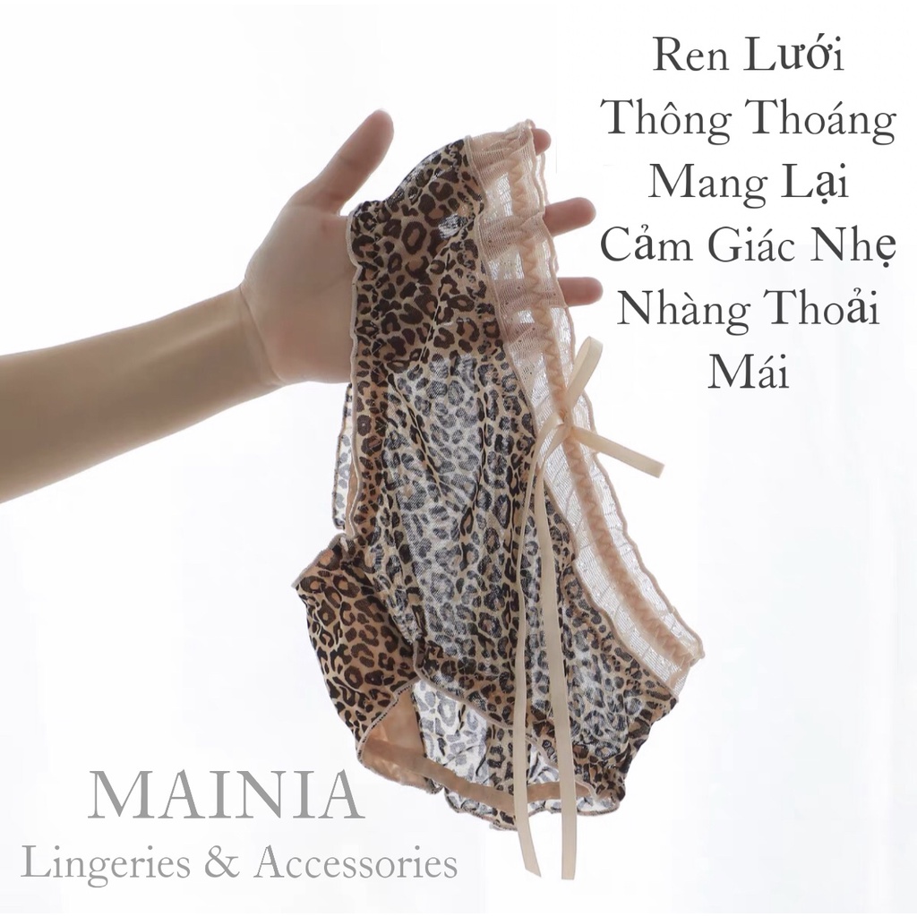 Quần Lót Ren Lưới Bánh Bèo Tiểu Thư Hoạ Tiết Báo Sexy Quần Chíp Nữ Dễ Thương Gợi Cảm Mainia Shop