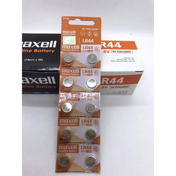 Pin cúc áo 1.5V MAXELL LR44, A76, AG13 Alkaline dùng cho Đồng hồ, máy tính, điều khiển, đồ chơi.