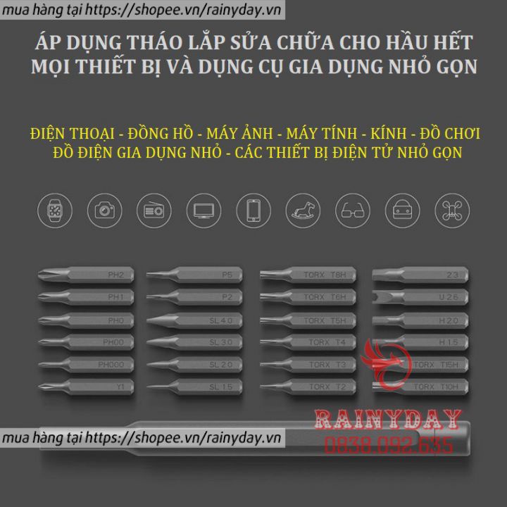 [HÀNG CHÍNH HÃNG BẢO HÀNH 1 NĂM]Bộ tua vít đa năng mini 24 đầu vít sửa chữa đồ đạc
