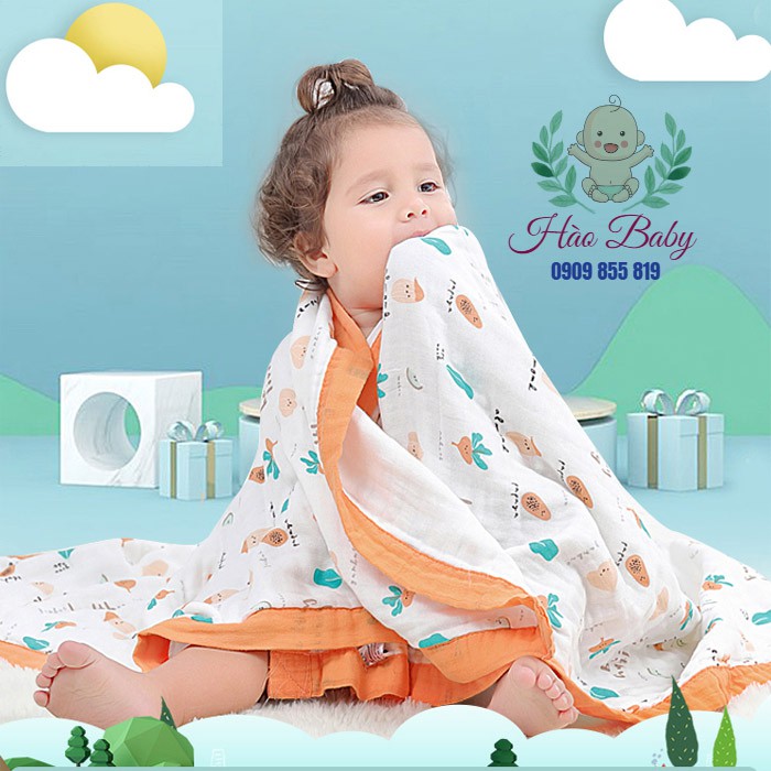 [Haobaby2018]Chăn đắp - Khăn đa năng aden xô sợi tre bo viền siêu mềm (khăn tắm , chăn đắp , khăn ủ ) cho bé