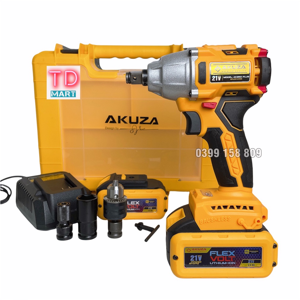 Máy Siết Bulong AKUZA 21V AK350 Không Chổi Than Hàng Chuẩn Chính Hãng