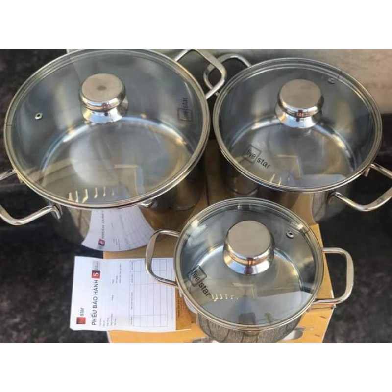 BỘ 3 NỒI INOX 3 ĐÁY FIVESTAR