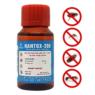 [Mã MINHVHB12 hoàn 9%đơn 199k]HANTOX-200 (50ml) Diệt ruồi, muỗi , kiến, gián, rận, ve, ghẻ, bọ chét, mòng, mạt gà.