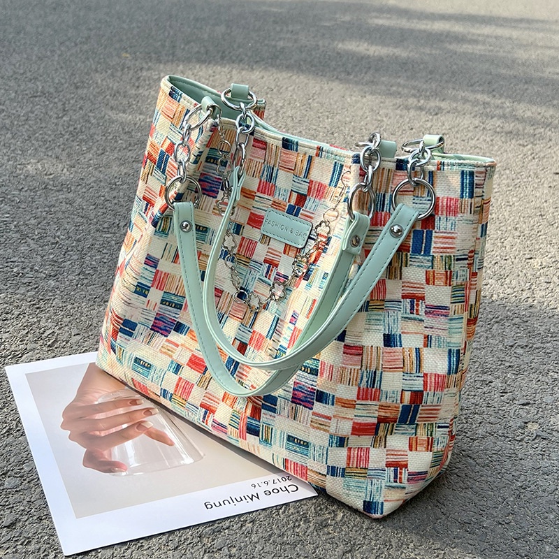 Túi đeo vai IELGY cỡ lớn họa tiết kẻ sọc thời trang cho nữ