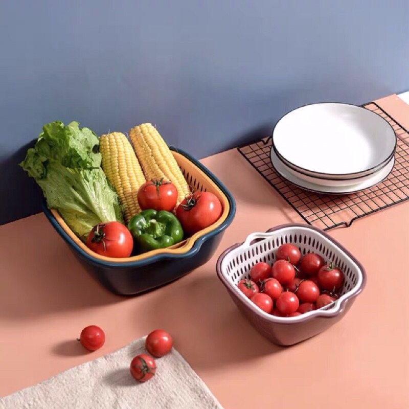 Set 3 rổ 3 chậu vuông thiết kế thông minh xinh xắn