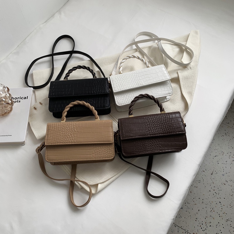 Túi đeo chéo JASMIN NOIR giả da cá sấu thời trang nữ