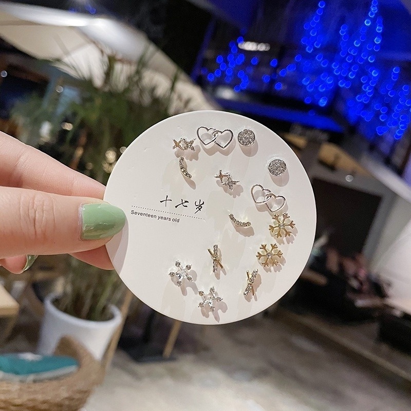 Set 7 Đôi Khuyên Tai Nhỏ Xinh Thời Trang Nữ