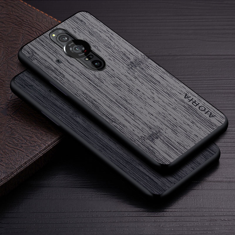 Ốp Điện Thoại Da Họa Tiết Gỗ Tre Sang Trọng Cho Sony Xperia Pro I Pro-I funda