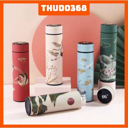 Bình giữ nhiệt cổ trang nắp có thể đo được nhiệt độ nước trong bình