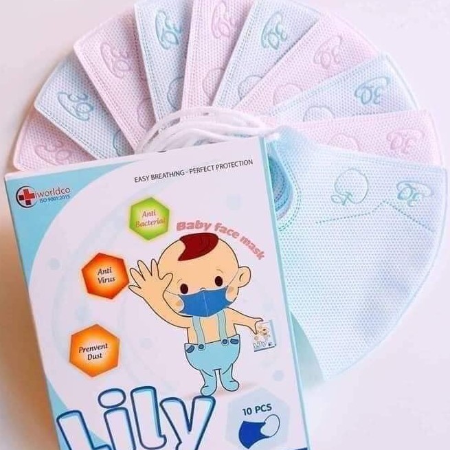 [SET 10 CHIẾC]Khẩu Trang Y Tế Trẻ Em 3D Lily,Dùng 1 lần Cho Bé Từ 3 Tháng Đến 5 Tuổi Màu Xanh/Hồng An Toàn Cho Bé