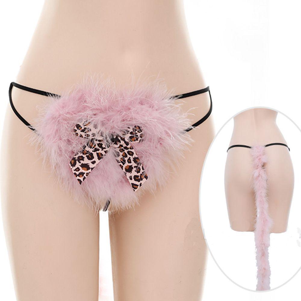 Bộ Đồ Lót Hóa Trang Ba Mảnh Gồm Áo Ngực + Quần Lọt Khe + Băng Đô Lông Xù Dễ Thương