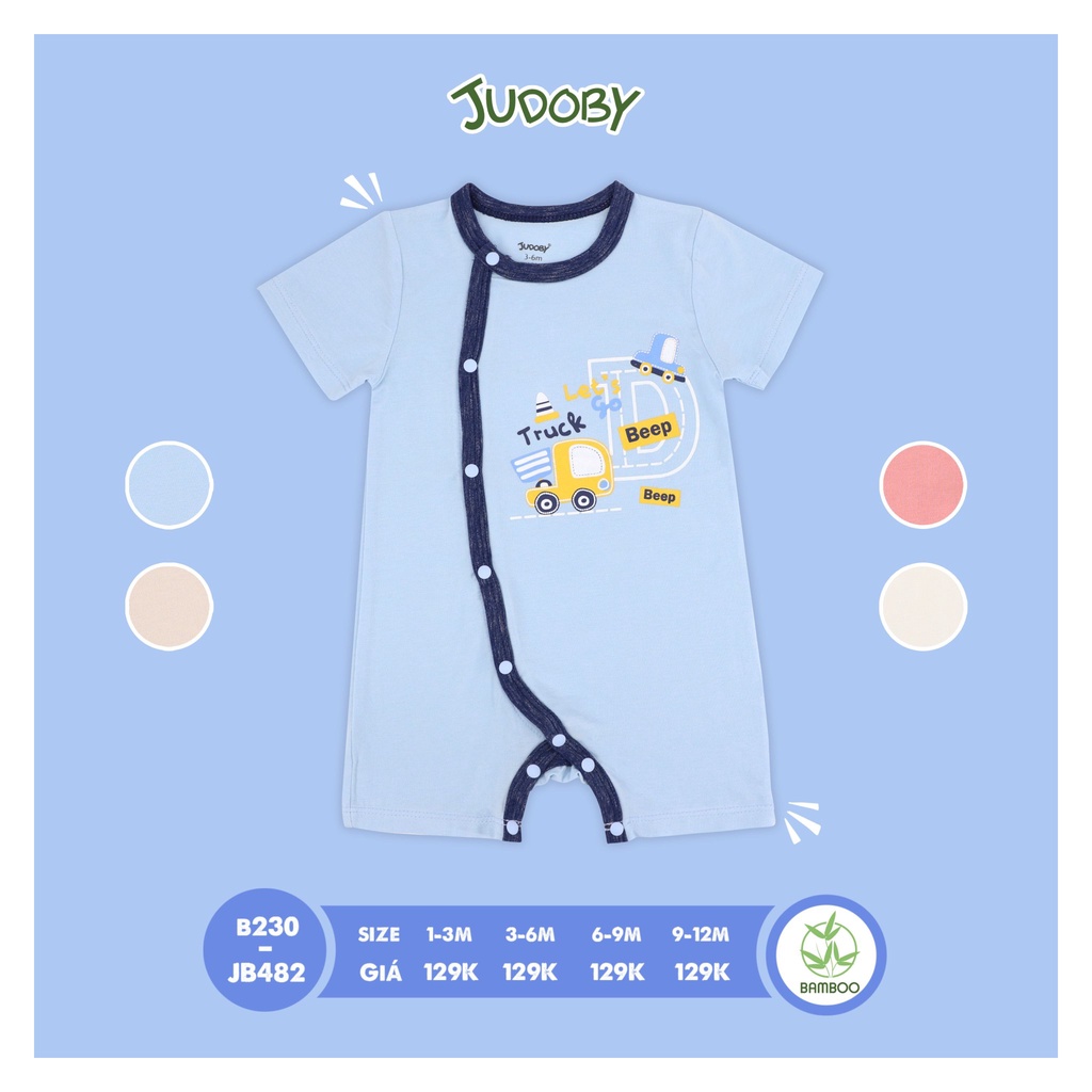 Bộ body cộc tay Judoby - Dokma, Bộ body đùi cúc lệch cho bé sơ sinh đến 9 tháng Kiến Baby Store