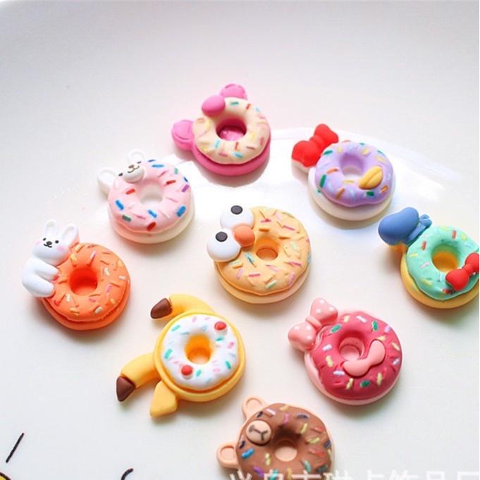 Charm (C293) slime/ Dụng Cụ Charm Trang Trí [Ko Keo &amp; Nút] Hình Bánh Donut hình thú