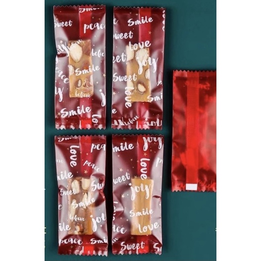 set 200 vỏ túi kẹo nougat đỏ trong