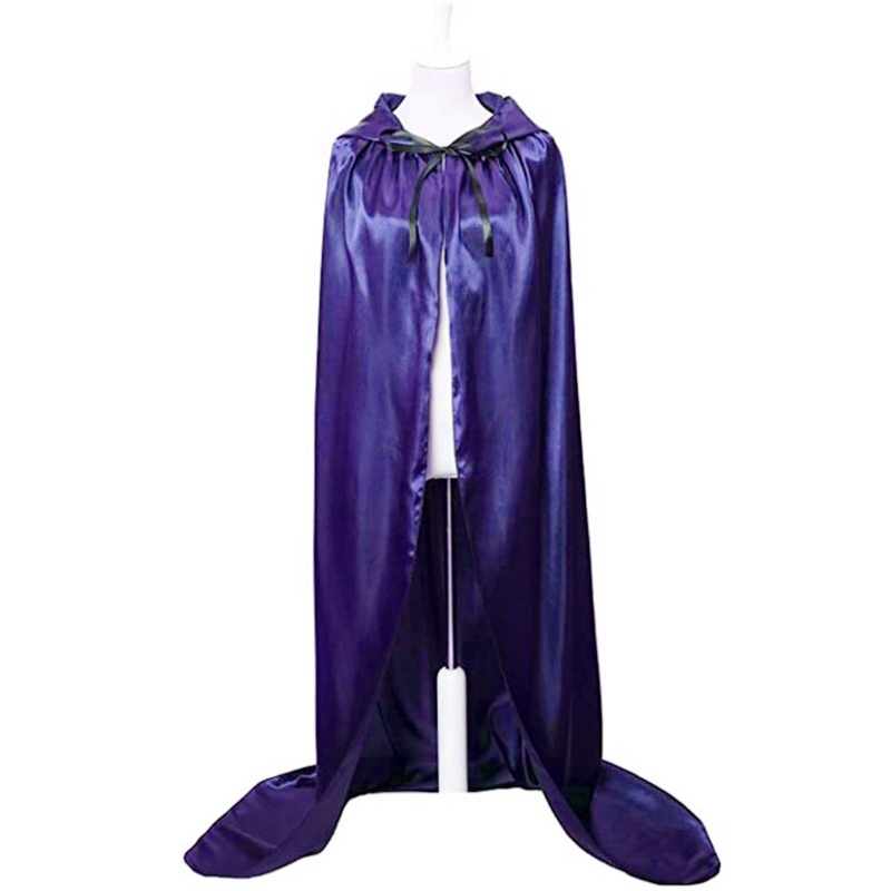 Wmmb Áo Choàng Satin Trùm Đầu Màu Trơn Hóa Trang Phù Thủy Quỷ Ma Cà Rồng / Giáng Sinh /