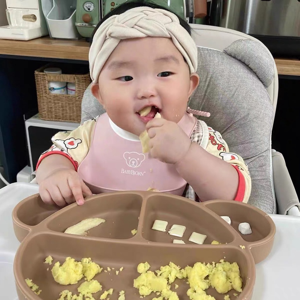 Khay Silicon ăn dặm Gấu Brown cho bé ăn dặm, babysi