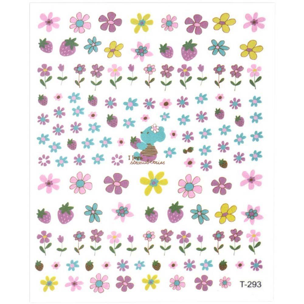 OCEANMAP Miếng Dán Trang Trí Móng Tay Họa Tiết Hoạt Hình / Hoa / Cầu Vồng