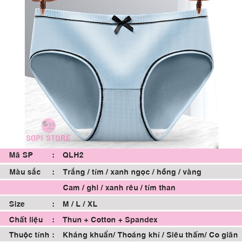 Quần lót nữ dễ thương gân tăm đính nơ, quần chip nữ kiểu Nhật thoáng khí QLH2 - Sopi Store | BigBuy360 - bigbuy360.vn