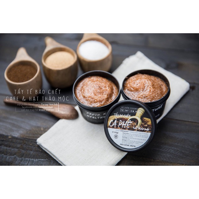 Tẩy da chết Caffe và thảo mộc