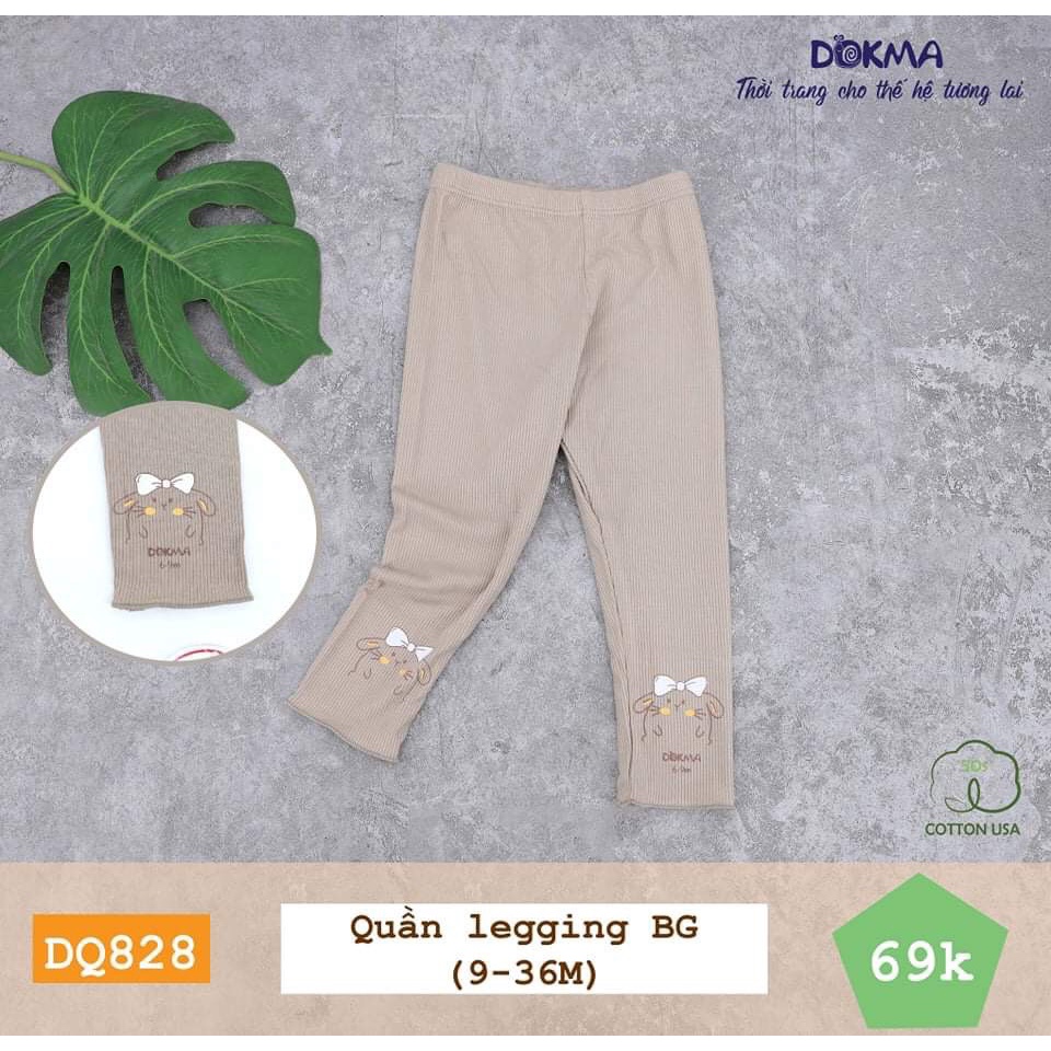 Quần legging cho bé gái thu đông Dokma quần dài sale 6M-3Y DQ828