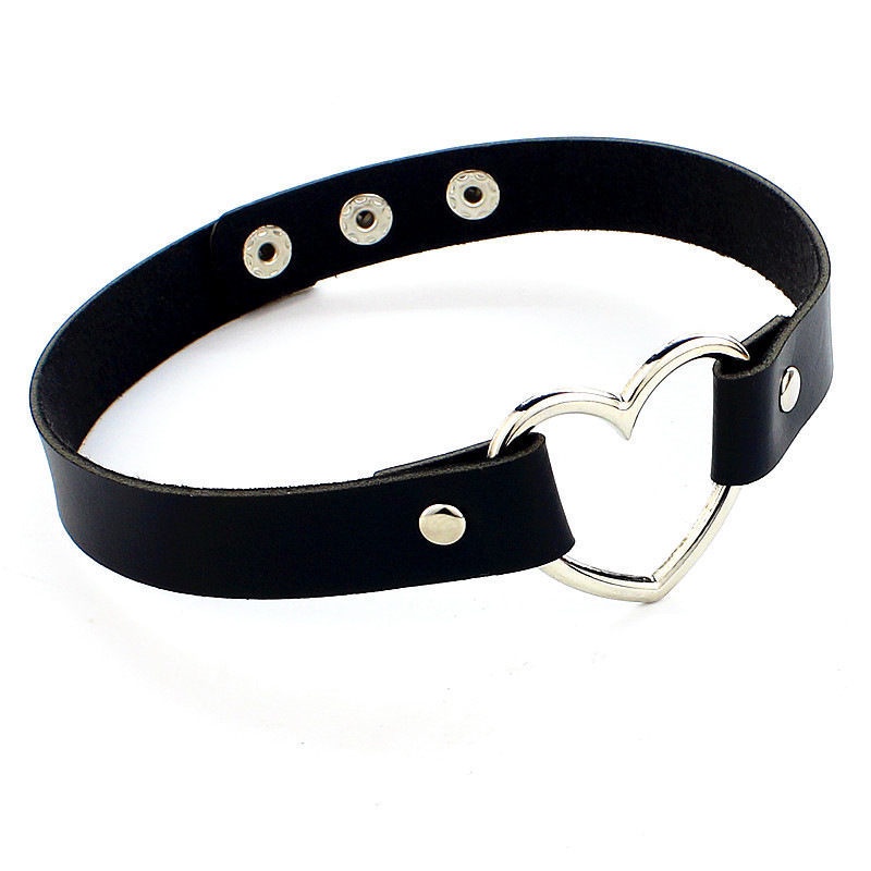Vòng Cổ Choker Da PU Mặt Trái Tim Phong Cách Punk Thời Trang Dành Cho Nữ