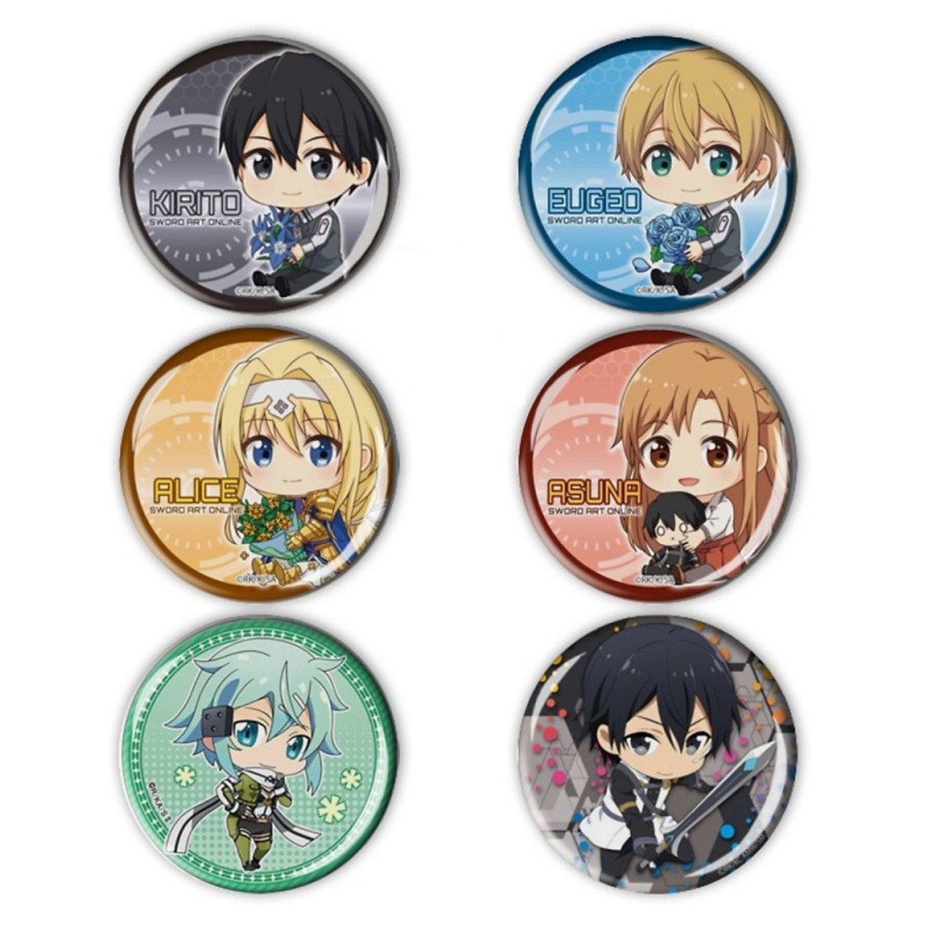 ( P1 ) Huy hiệu cài áo in hình SWORD ART ONLINE pin cài áo anime chibi xinh xắn