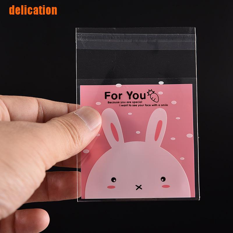 Bộ 100 Túi Nhựa Đựng Bánh Hình Thỏ Dễ Thương