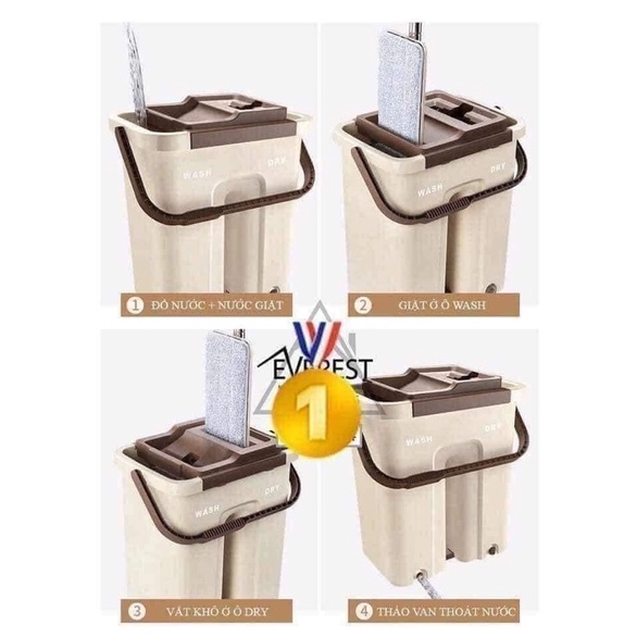 Bộ cây lau nhà ,chổi lau nhà thông minh tự vắt TẶNG  Kèm 2 miếng lau siêu sạch