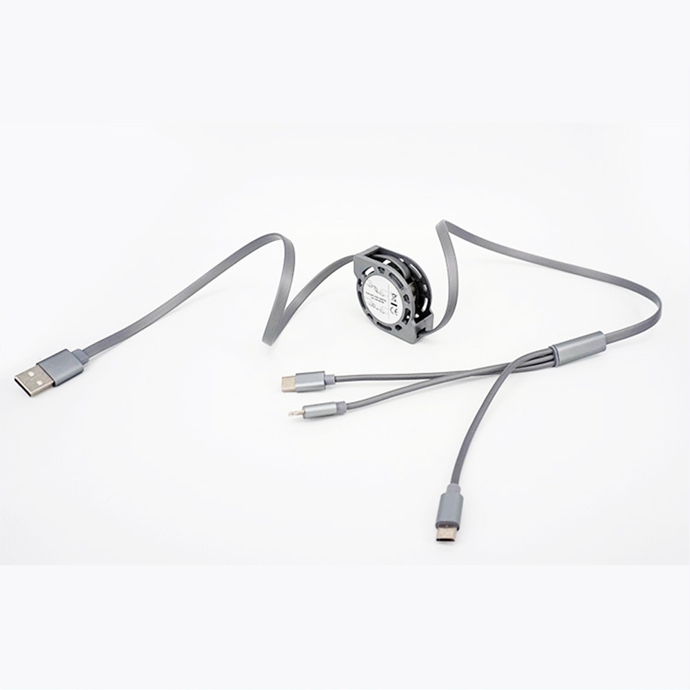 Cáp sạc 3 đầu dây kéo cuộn tròn chống rối