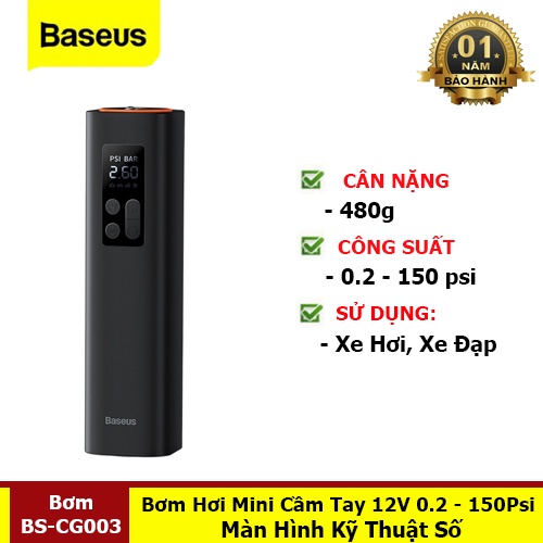 Bơm Xe Hơi Baseus Super Mini Inflator Pump Thế Hệ Mới Hàng Chính Hãng