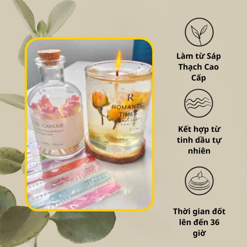 Nến Thơm Thạch Hoa Tinh Dầu Hương Liệu, Sáp Gel Hương Thơm Hoa Quả Khô Cao Cấp Tự Nhiên