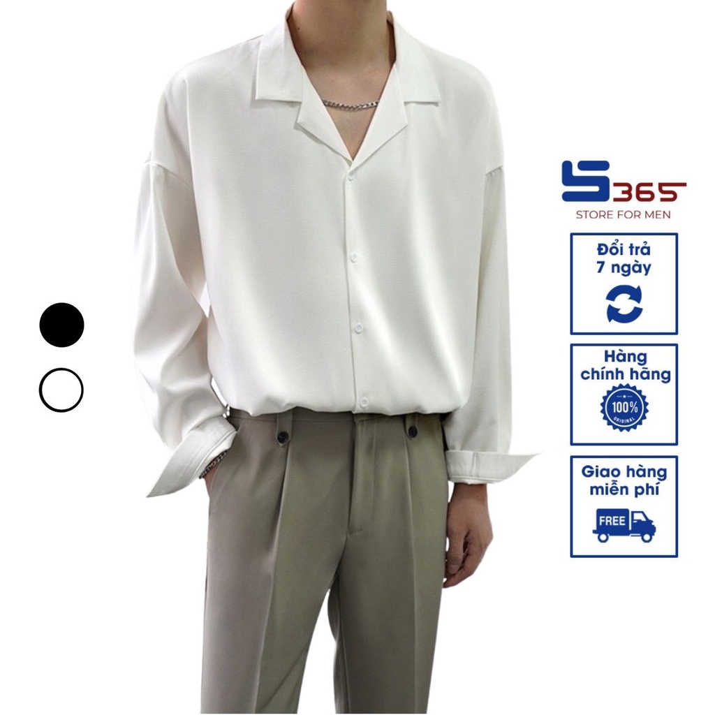 Áo sơ mi nam form rộng cổ vest Hàn Quốc vải lụa mềm mại S365 - JBS06