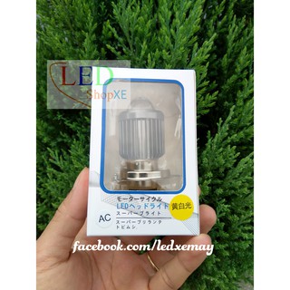 Bi cầu led chân H4 cos vàng pha trắng 15w