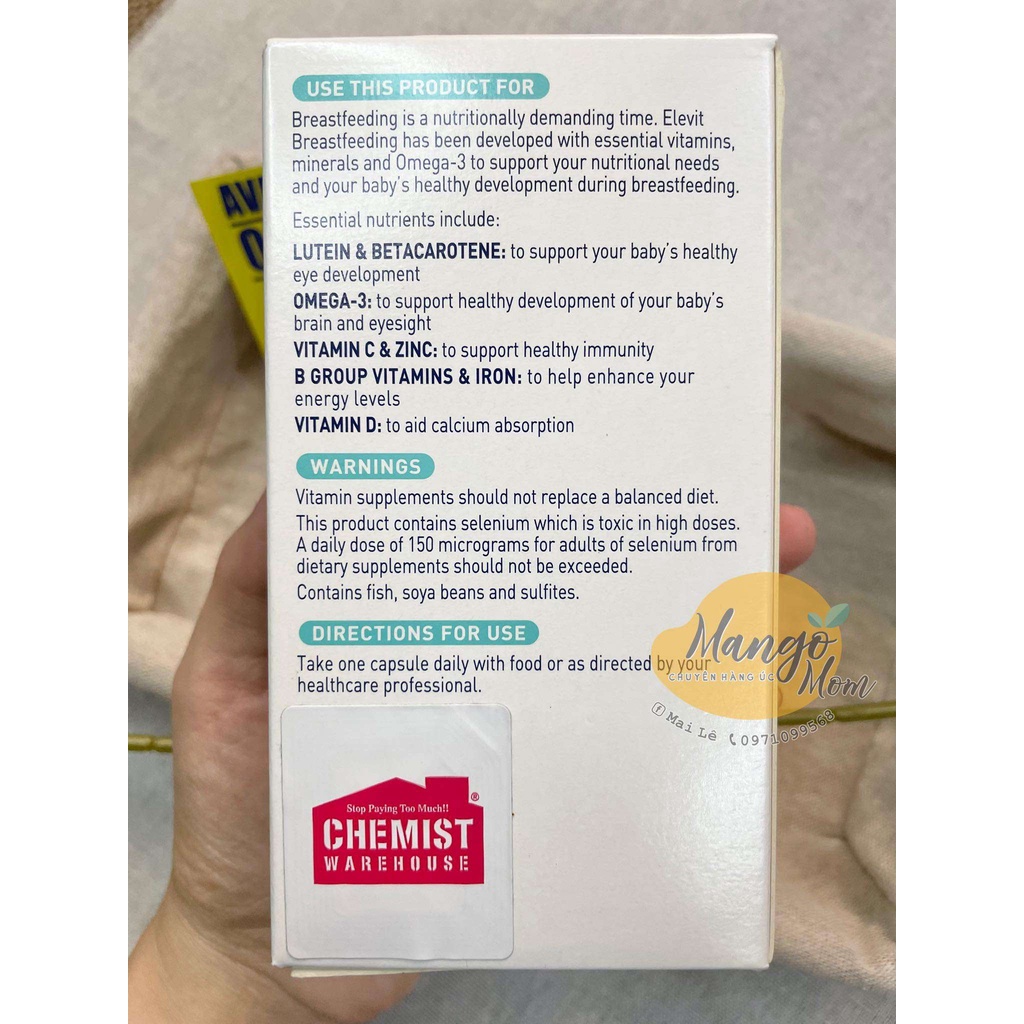 - Elevit Bú Breastfeeding 60 viên Úc - Vitamin tổng hợp cho mẹ sau sinh