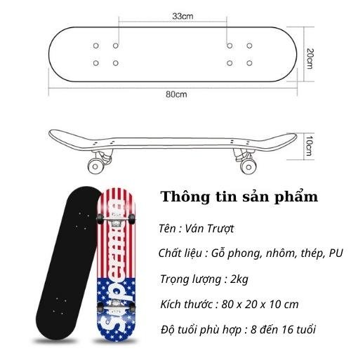 Ván Trượt Thể Thao, Ván Trượt Người Lớn, Trẻ Em, Thi Đấu, Cỡ To 80cm, Gỗ Phong Ép 8 Lớp An Toàn, Chịu Tải Trọng Lớn