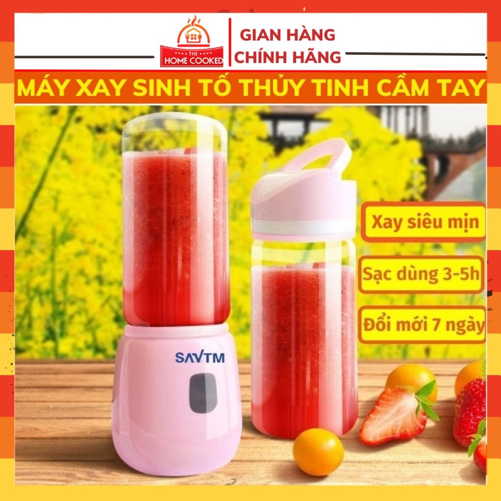 [Mã ELHA03 giảm 5% đơn 300K] Máy xay sinh tố thủy tinh, máy xay sinh tố cầm tay mini 6 Lưỡi Sạc USB Tiện Lợi